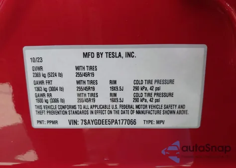2023 Tesla Model Y Awd/Long Range Dual Motor All-Wheel Drive from USA, damaged, VIN 7SAYGDEE5PA177066